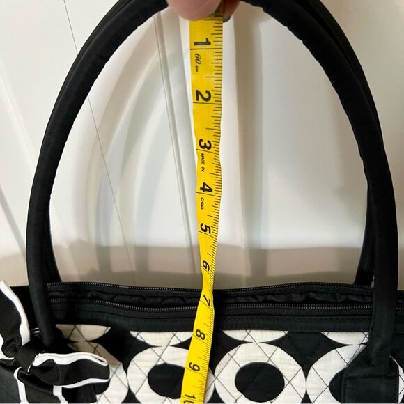 Weekender Travel Bag with Circle Pattern and Bow Tote Overnight Black and White - Picture 11 of 11